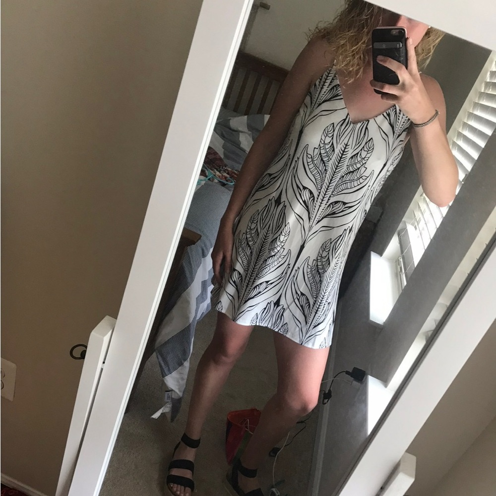 Sidefeel Women V Neck Halter Printed Casual Strap Dress Medium White - Picture 3 of 4